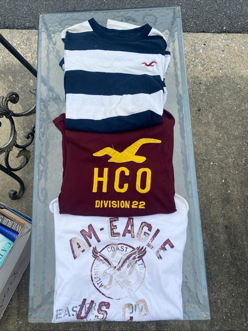 Hollister Boys Navy & White Striped Tee - Navy/White 3 pack!